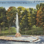 A vintage postcard of the Island Spouter in Saratoga Springs, New York.