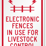 Electric fence signs to prevent trespassing and avoid injuries