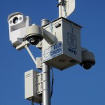 A three-camera video surveillance unit.