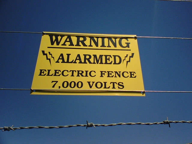 warning-alarmed-electric-fence-sign Warning Electric Fence Sign