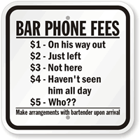 funny-bar-sign-for-gifts Bar Phone Fees Funny Sign