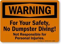 No Dumpster Diving Sign